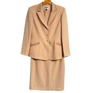 Kasper Suit Size 10P Beige Two Piece Skirt/Jacket Women Suit